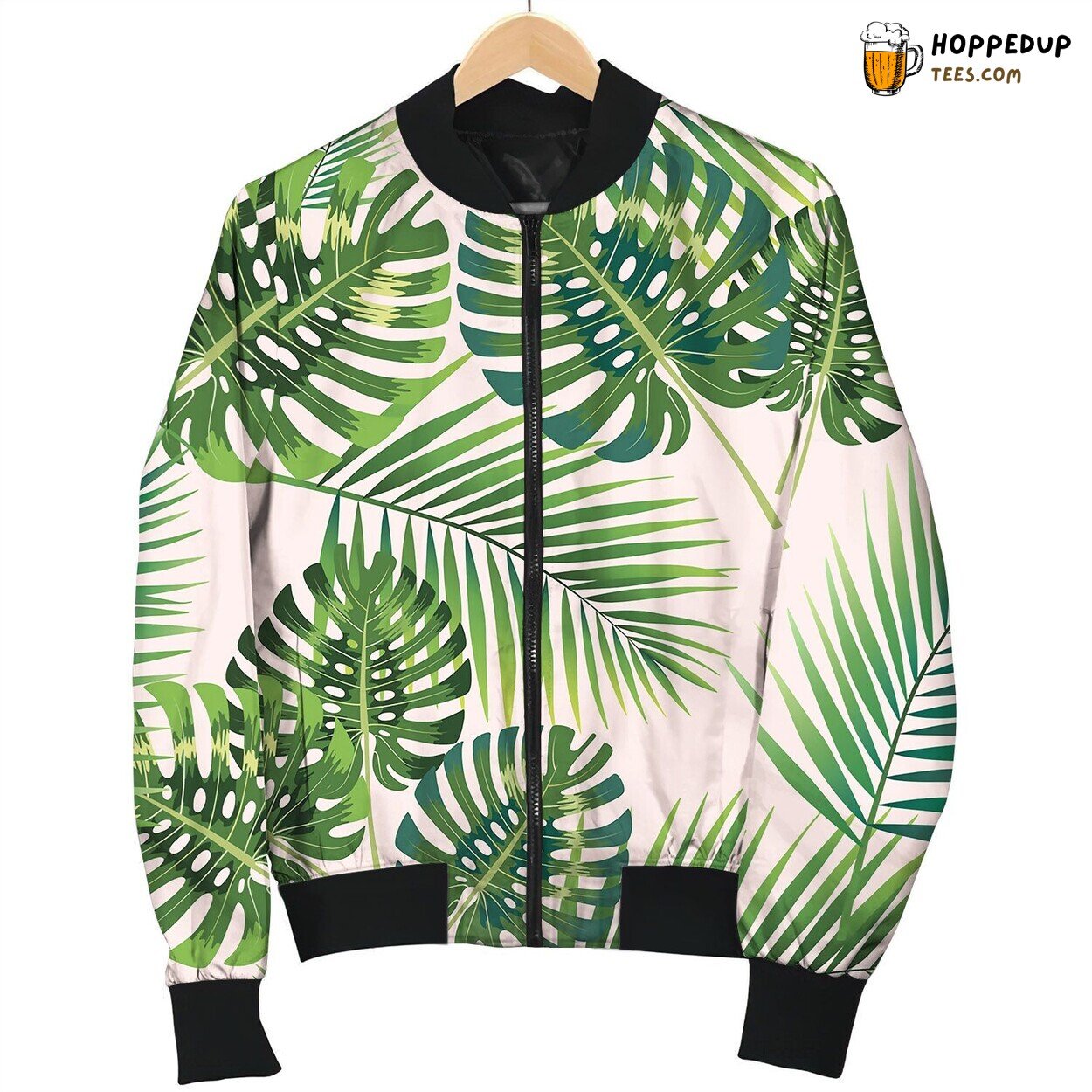 Palm Tropical Leaves Seamless Pattern Bomber Jacket