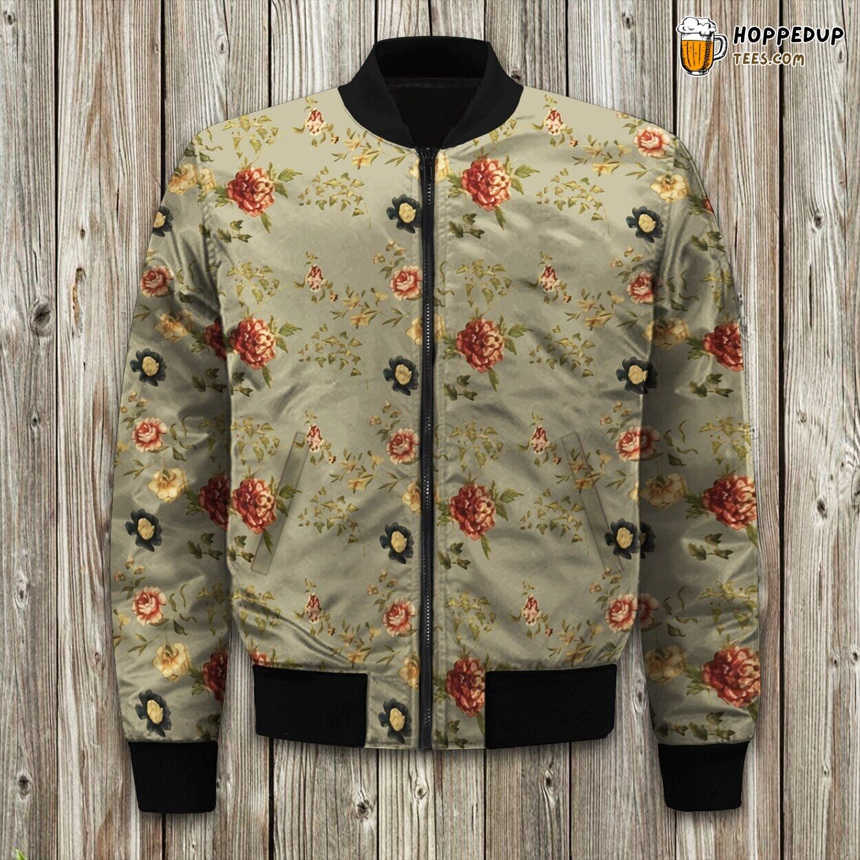 Pansy Floral Touch Winter Bomber Jacket Premium Designer Series