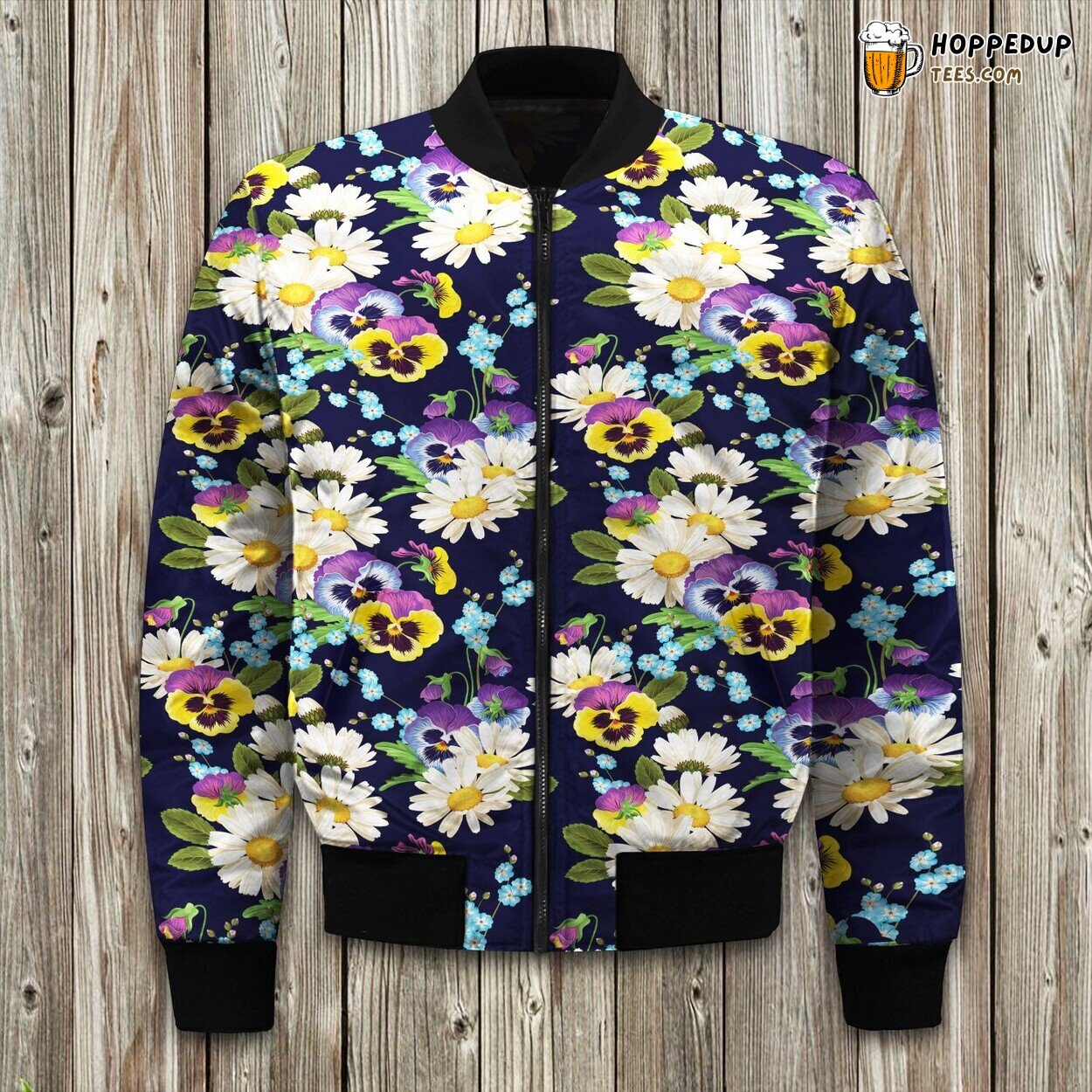 Pansy Pattern Print Design Bomber Jacket