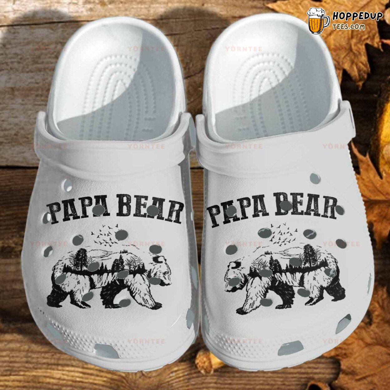Papa Bear Fathers Day Camping Dad Bear Flower Lover Gift Clogs