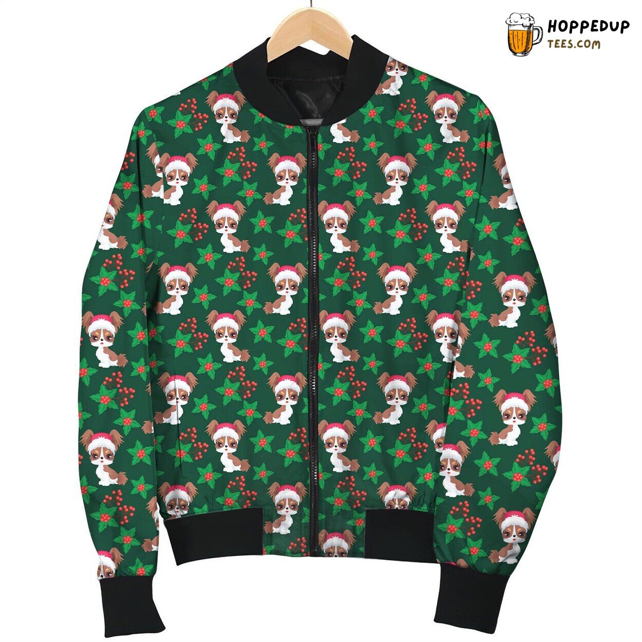 Papillon Baby On Christmas Bomber Jacket