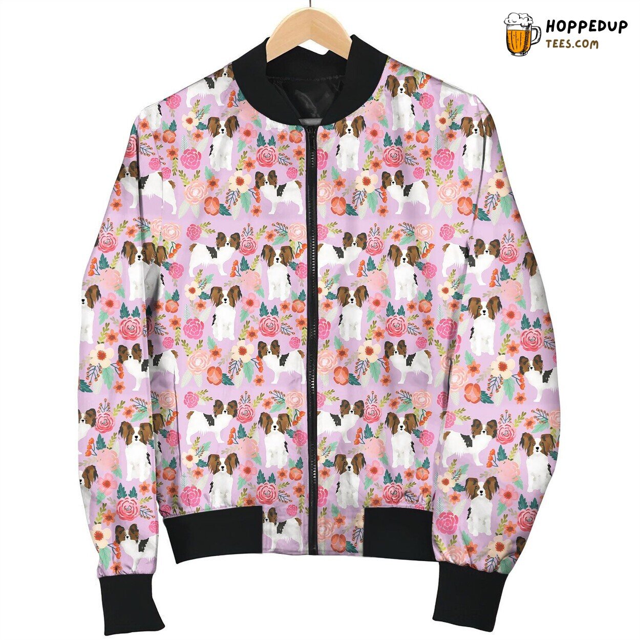 Papillon Florals Cute Dog Bomber Jacket