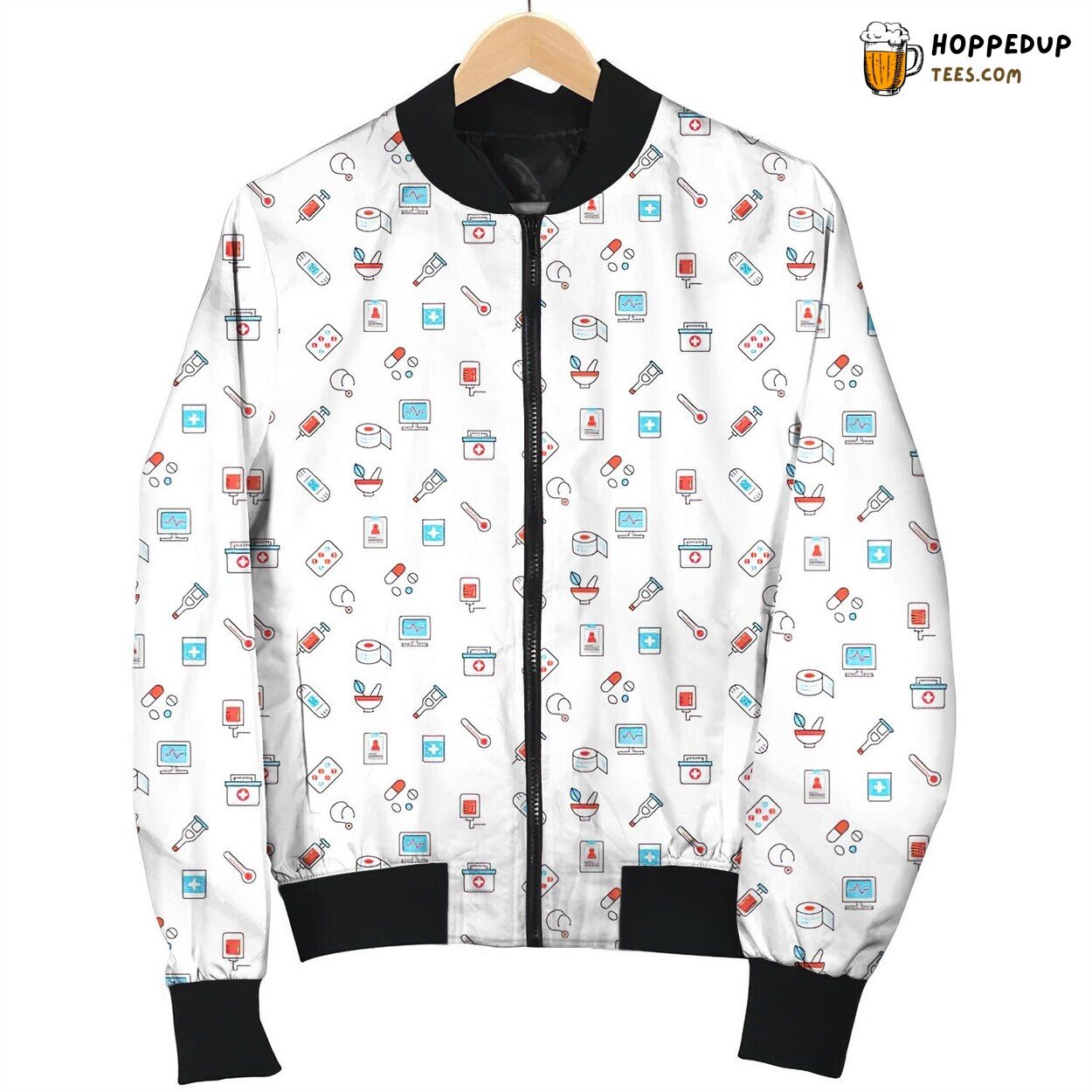 Paramedic Ambulance Seamless Pattern Bomber Jacket