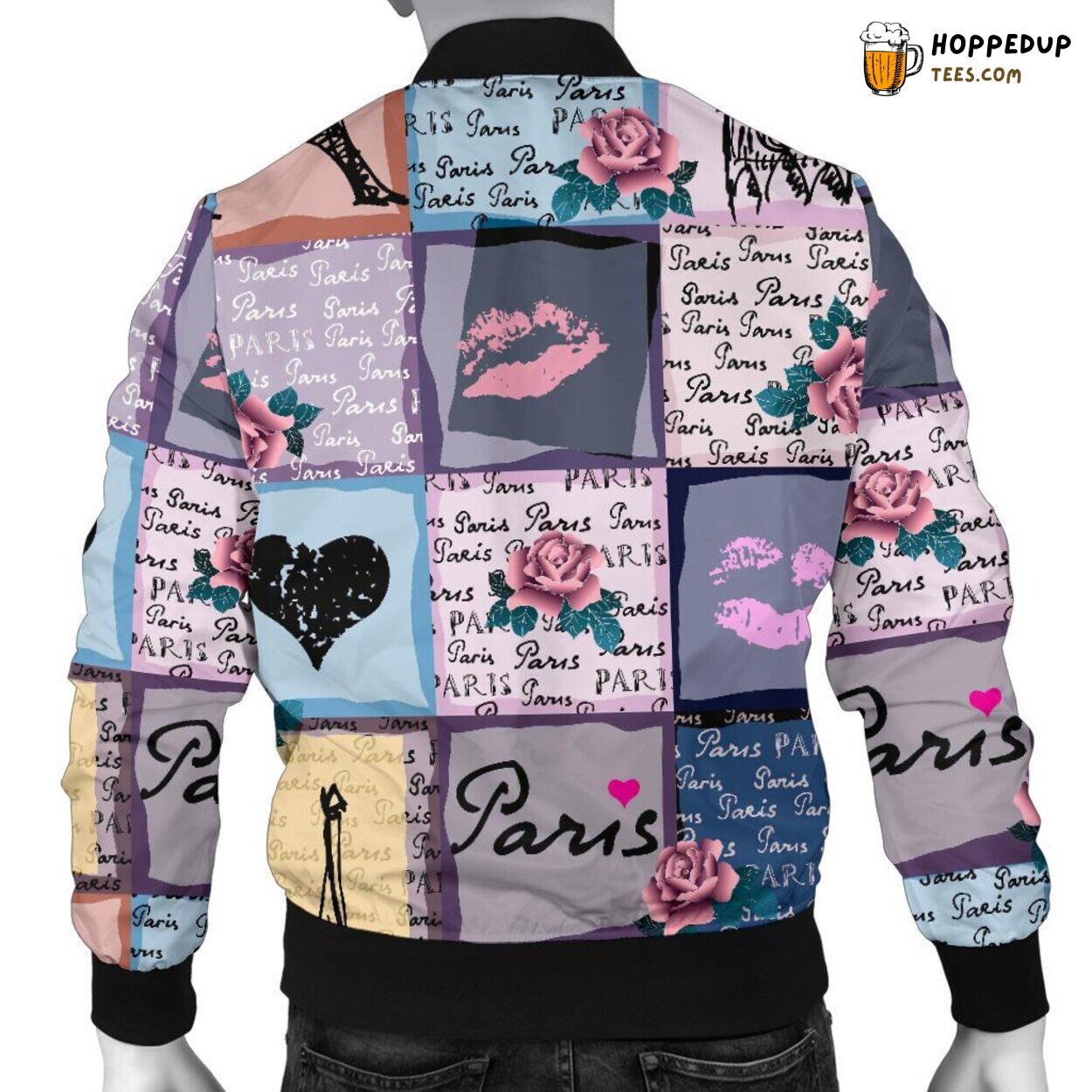 Paris City Tribute Unique Men’s Bomber Jacket Distinct Pattern Design Art