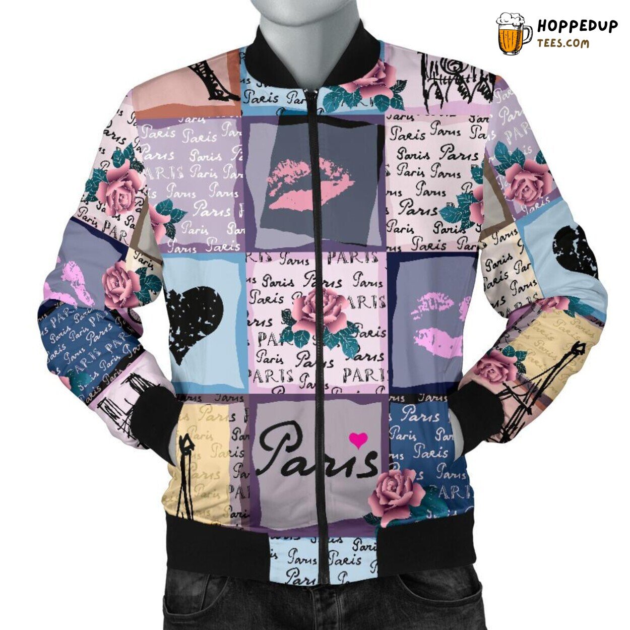 Paris City Tribute Unique Men’s Bomber Jacket Distinct Pattern Design Art Paris City Tribute Unique Men’s Bomber Jacket Distinct Pattern Design Art