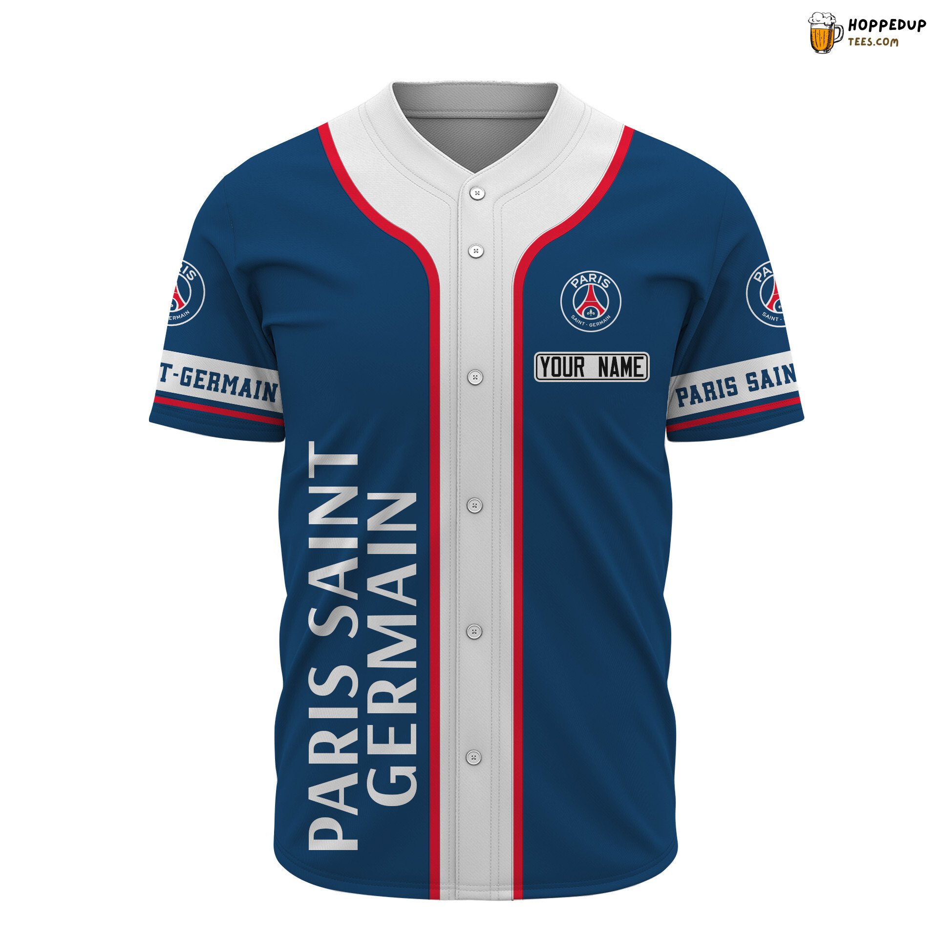 Paris SaintGermain FC Custom Name Blue Baseball Jersey Unisex Shirt