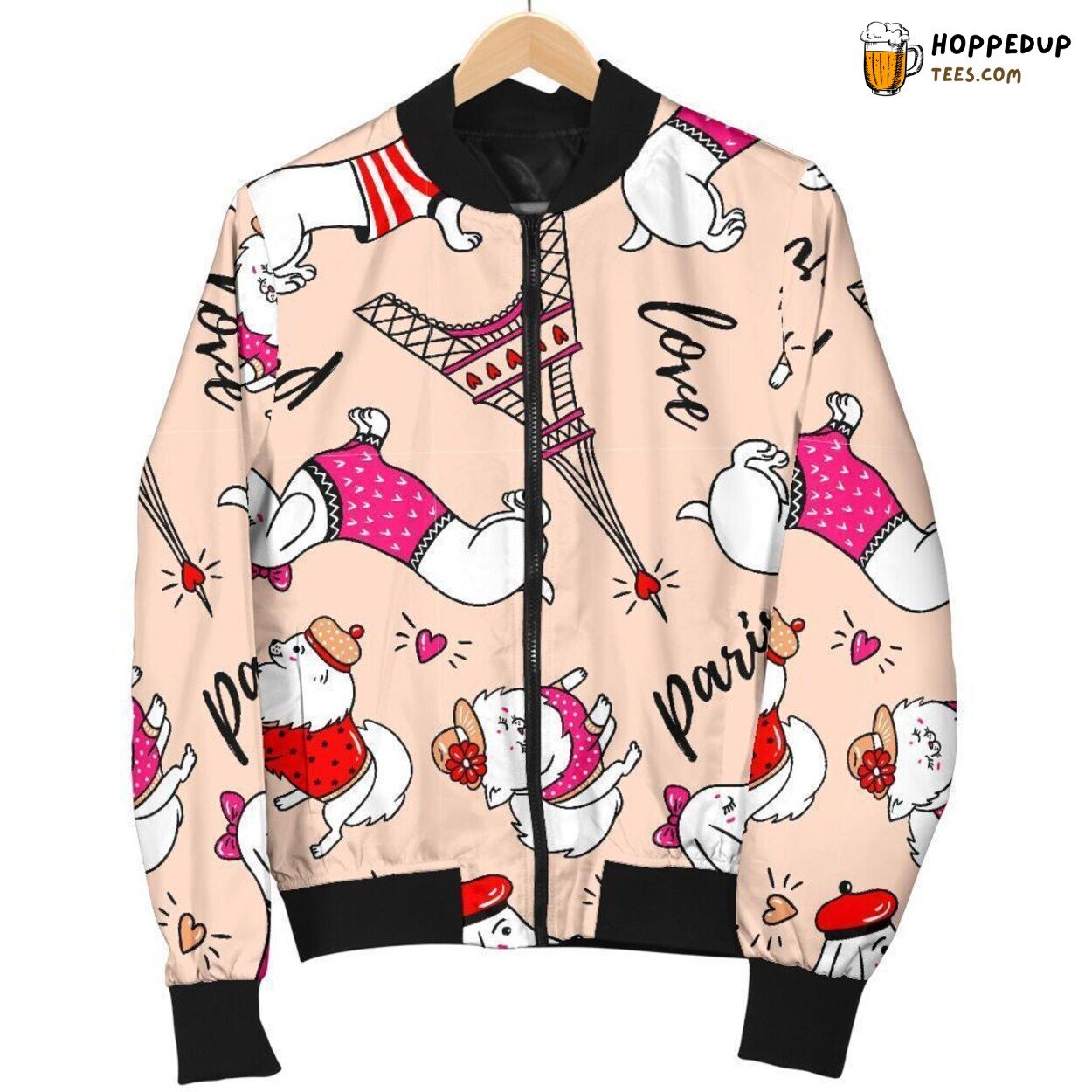 Parisian Dog Art Unique Men’s Bomber Jacket Distinct Pattern Design Art Parisian Dog Art Unique Men’s Bomber Jacket Distinct Pattern Design Art