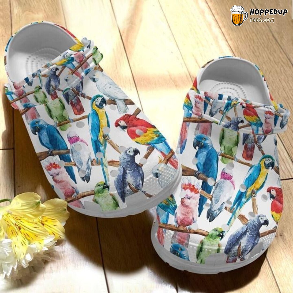 Parrot Cute Colorful Design Gift Rubber Clog Shoes Comfy Footwear for Bird Fans