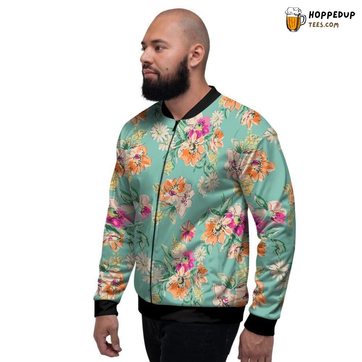 Pastel Floral Vintage Design Men’s Bomber Jacket Delicate Spring Inspired Look