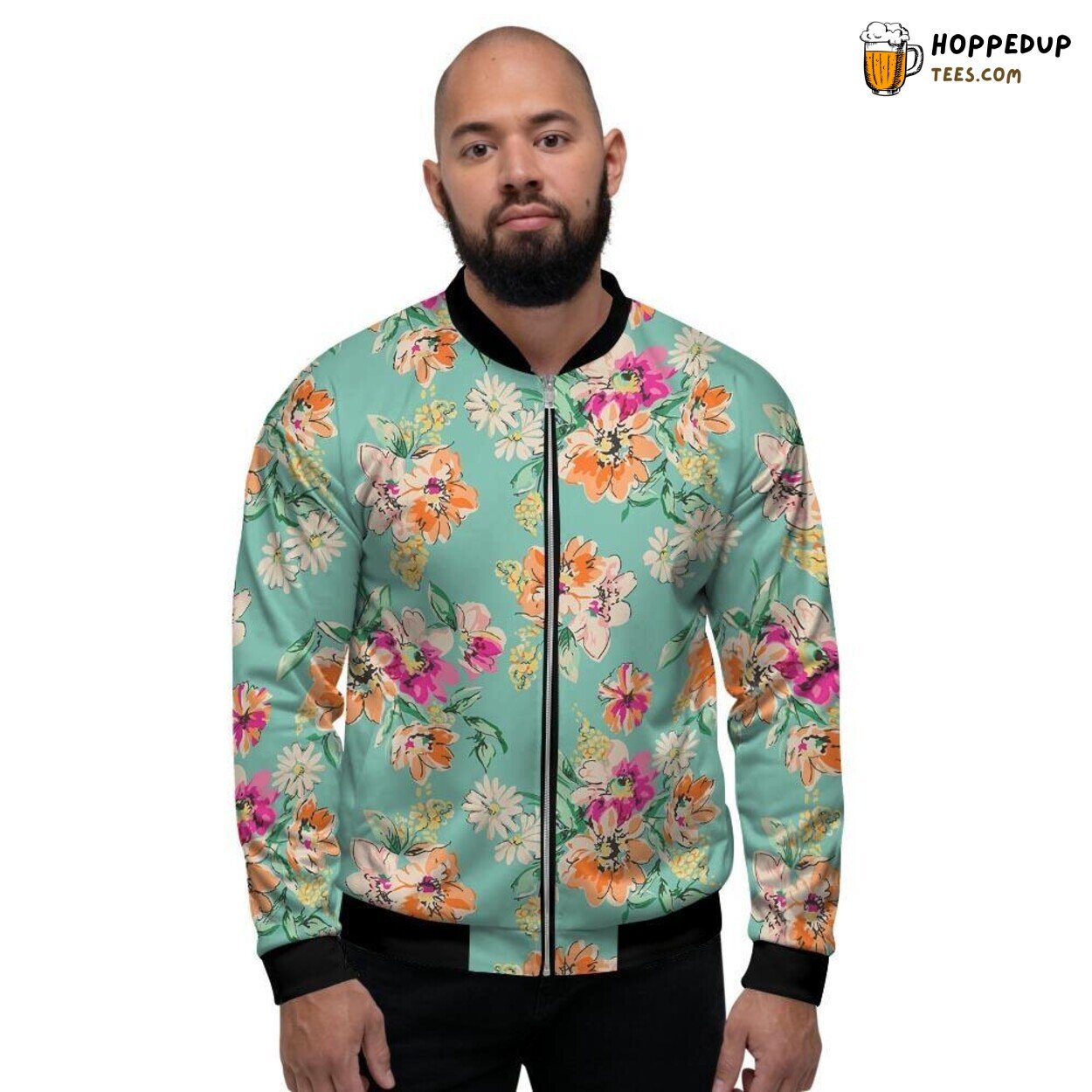 Pastel Floral Vintage Design Men’s Bomber Jacket Delicate Spring Inspired Look
