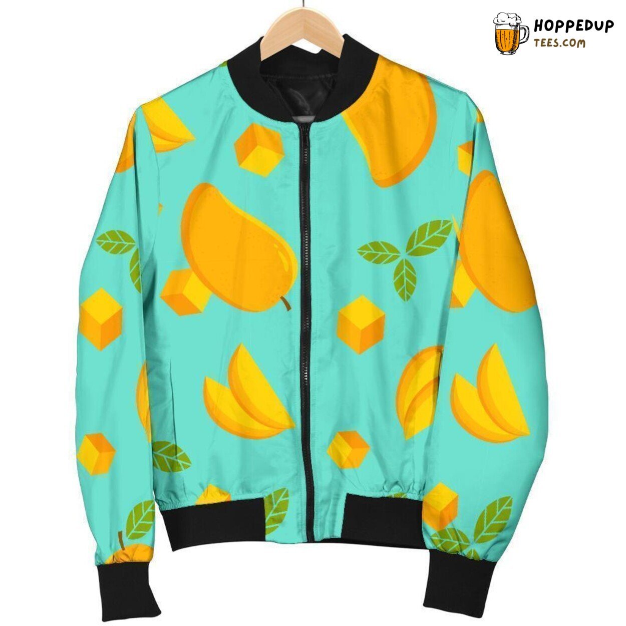 Pastel Mango Essence Men’s Bomber Jacket Unique Soft Toned Pattern Design
