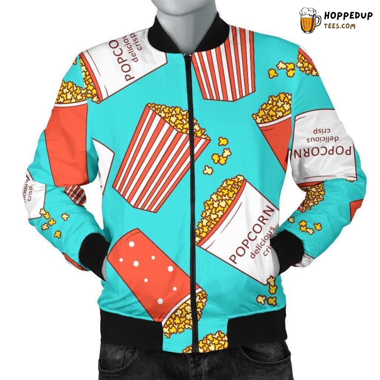 Pastel Popcorn Sweet Delight Men’s Bomber Jacket Soft Hues Design Display Art