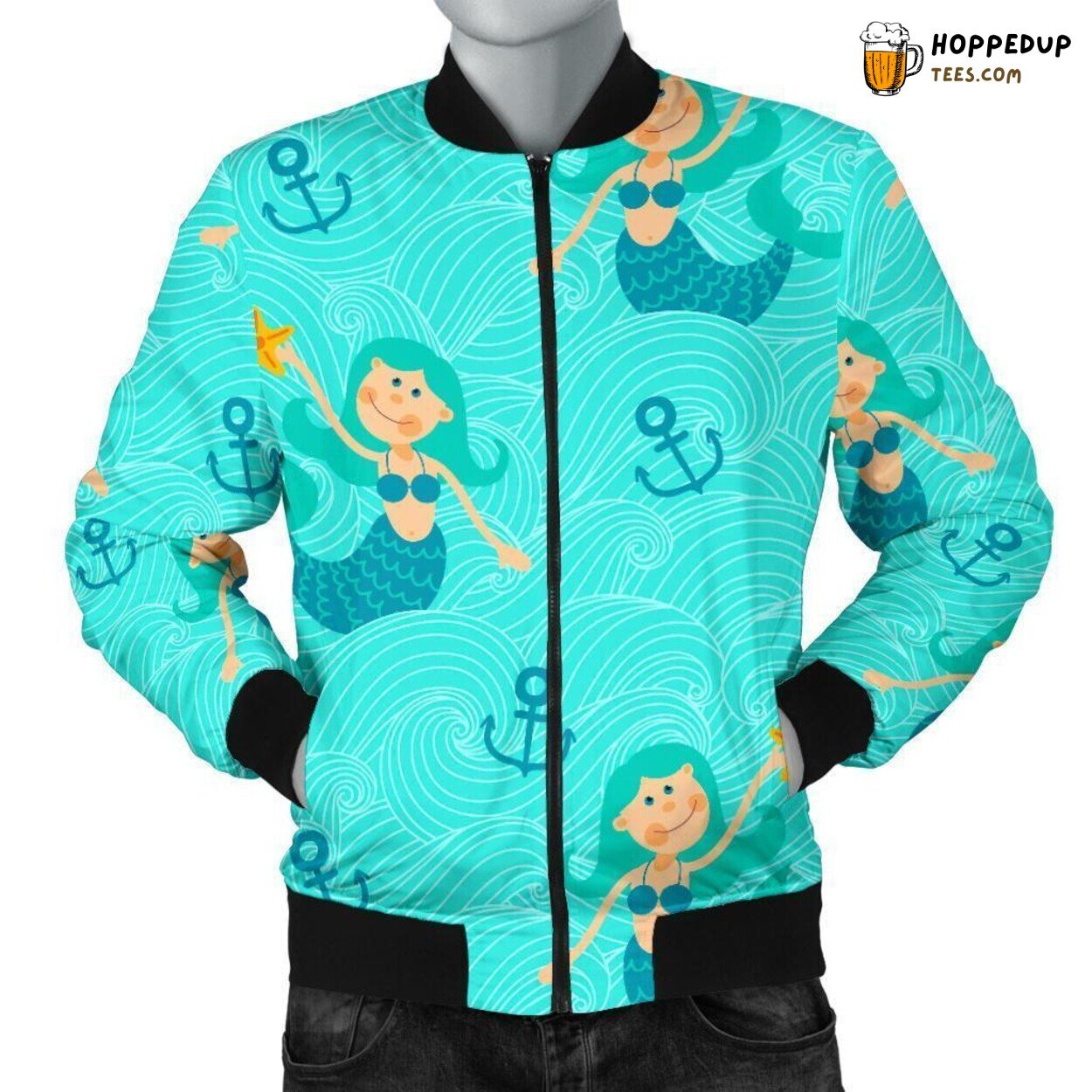 Pastel Toned Mermaid Beauty Men’s Bomber Jacket Distinct Pattern Showcase