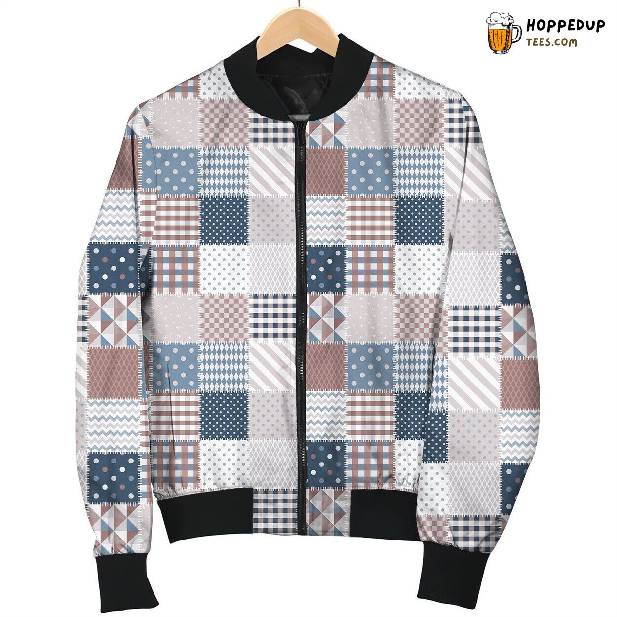 Patchwork Quilting Pattern Bomber Jacket