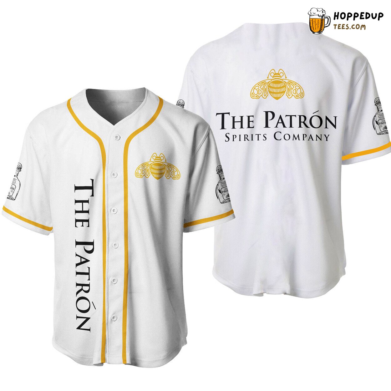 Patrón Tequila Inspired White Baseball Jersey Unique Design Distinctive Look