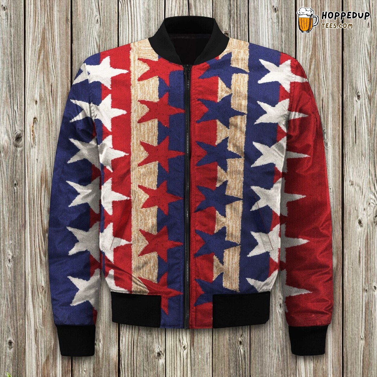 Patriotic America Theme Winter Bomber Jacket National Pride Fashion Look
