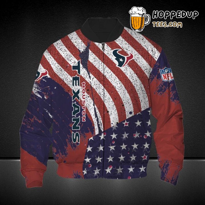 Patriotic American Flag NFL Houston Texans Bomber Jacket Exclusive