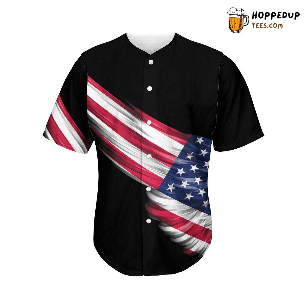 Patriotic American Flag Wings 3D Print Baseball Jersey Freedom