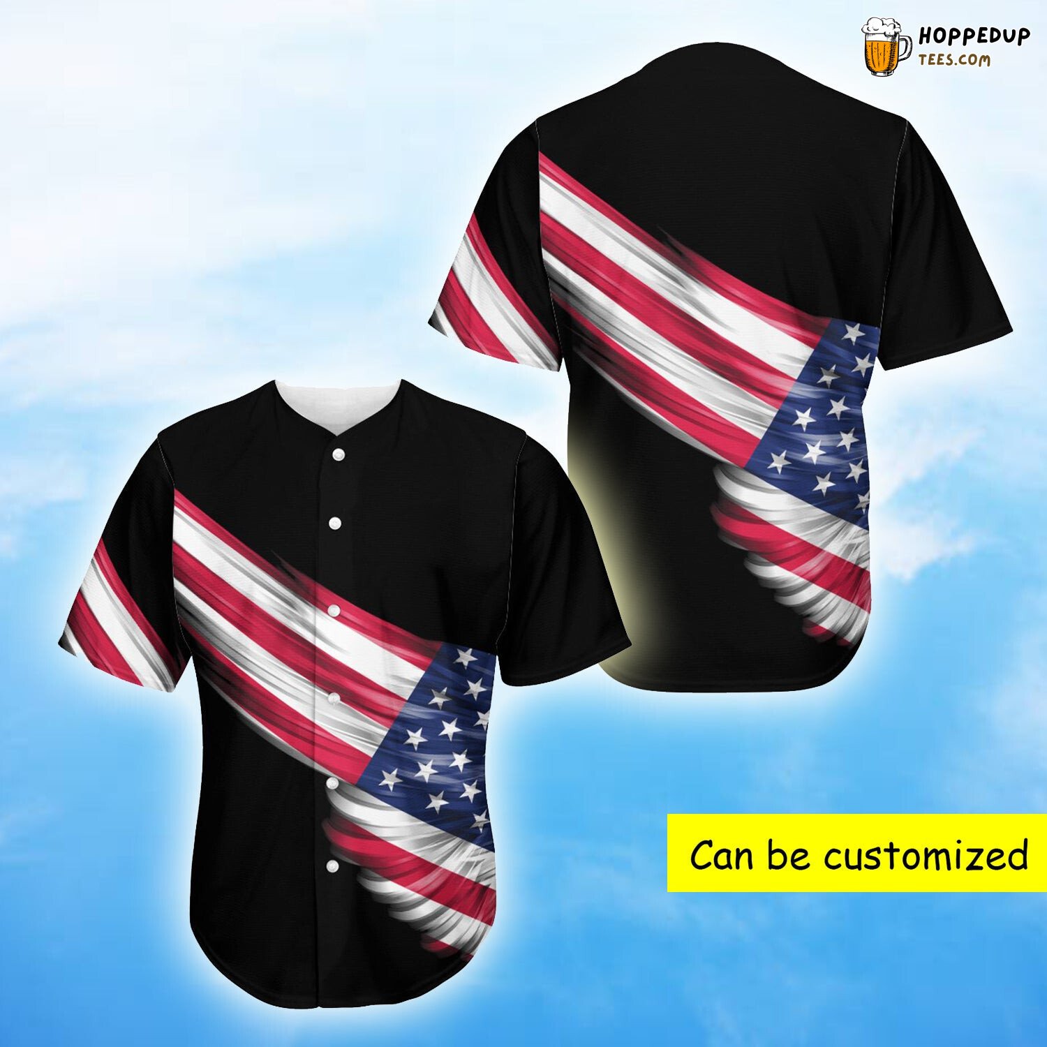 Patriotic American Flag Wings 3D Print Baseball Jersey Freedom