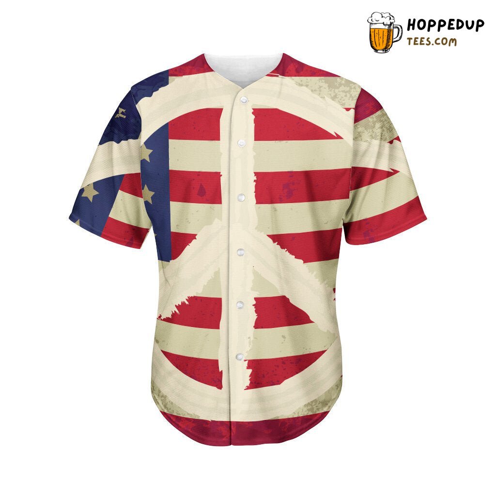 Patriotic American Peace Flag 3D Printed Baseball Jersey Unity