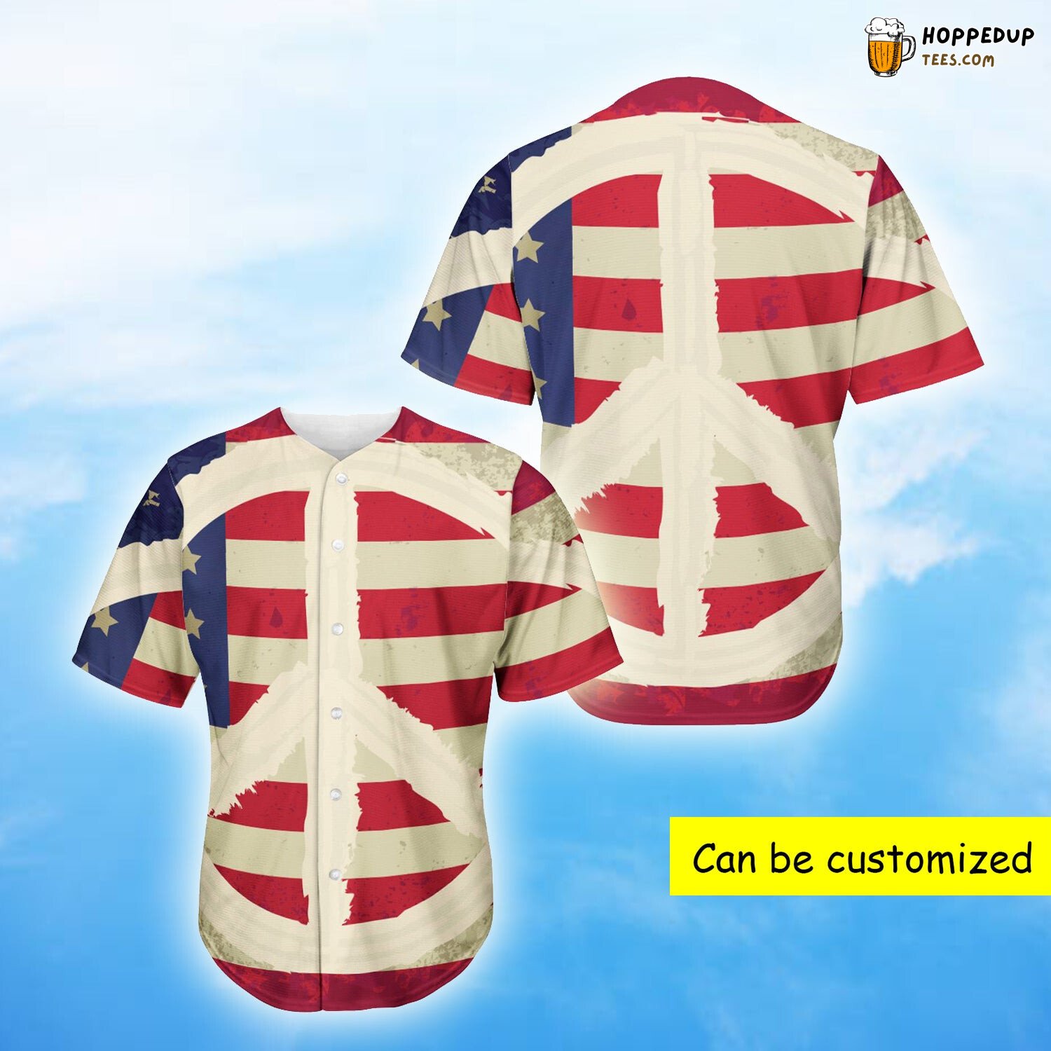 Patriotic American Peace Flag 3D Printed Baseball Jersey Unity