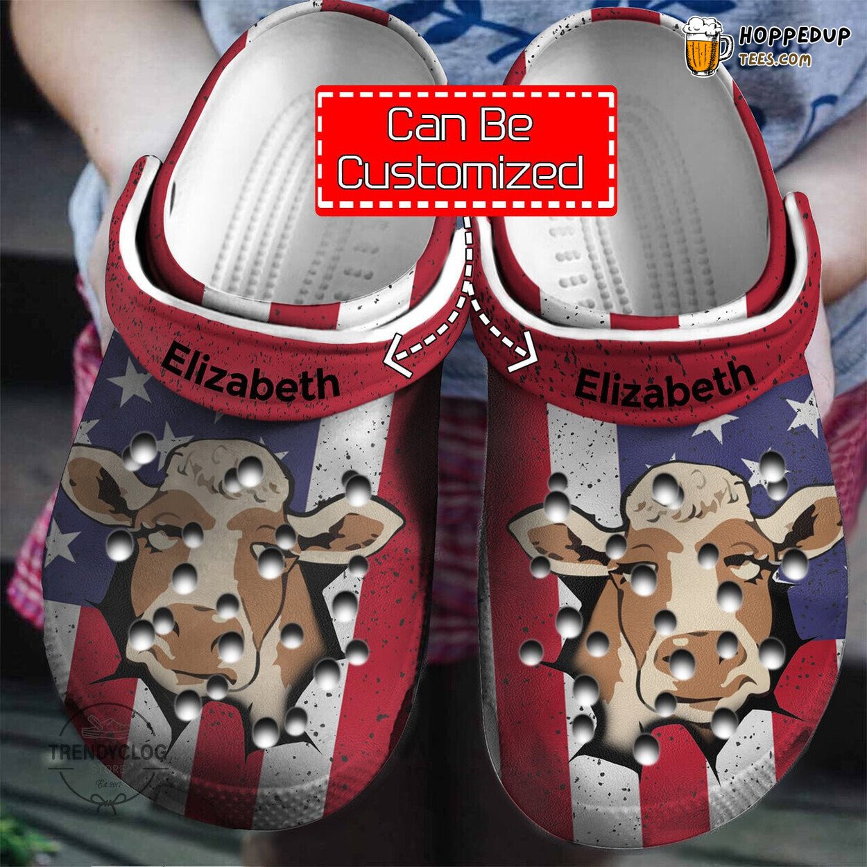 Patriotic Cow Animal Personalized Theme Comfortable Clog Shoes
