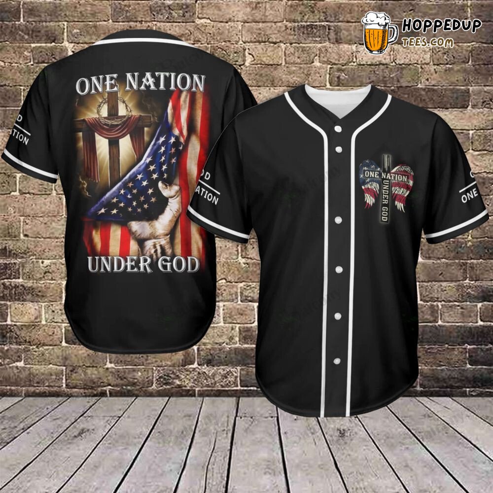 Patriotic Jesus Nation United Under God Baseball Jersey Spiritual Unity