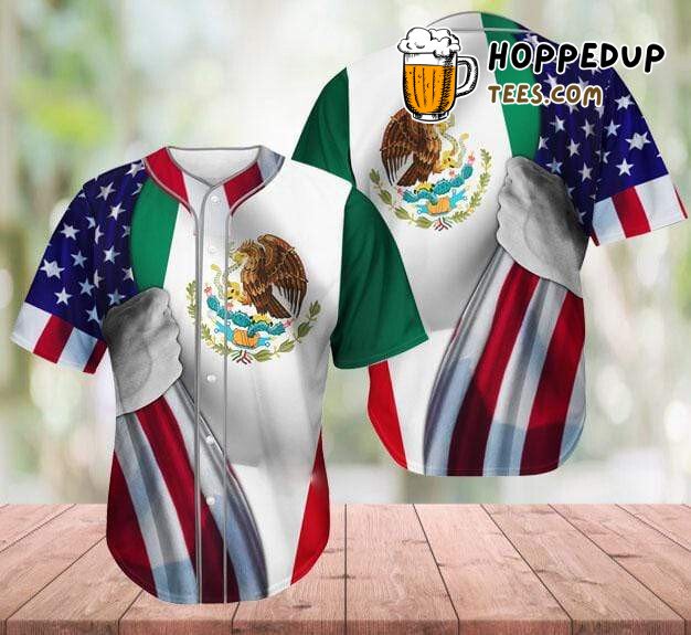 Patriotic Mexico Flag Emblem 3D Printed Baseball Jersey Shirt