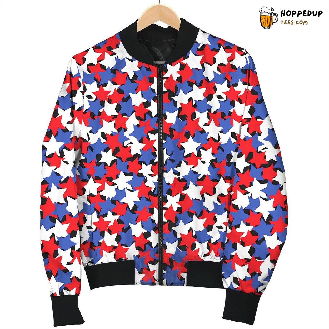 Patriotic Pattern Bomber Jacket
