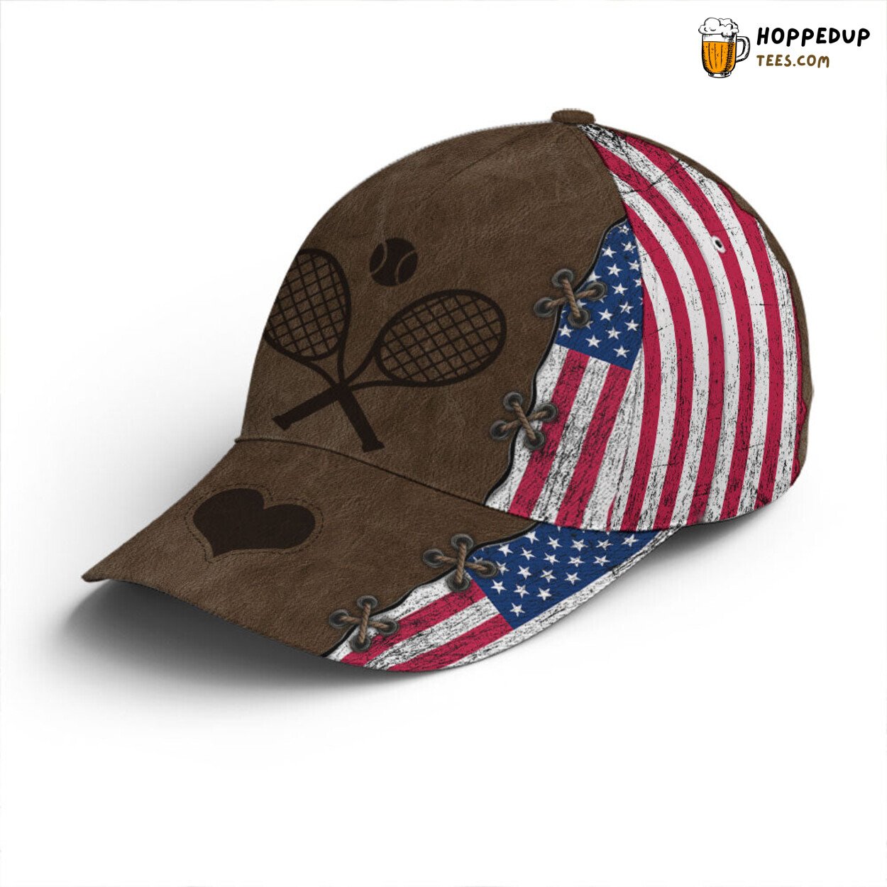 Patriotic Tennis American Flag in Leather Look Baseball Cap Patriotic Tennis American Flag in Leather Look Baseball Cap