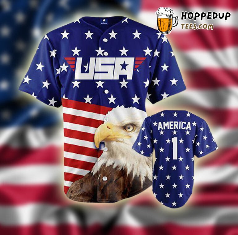 Patriotic USA Eagle Emblem 3D Printed Baseball Jersey Freedom Patriotic USA Eagle Emblem 3D Printed Baseball Jersey Freedom