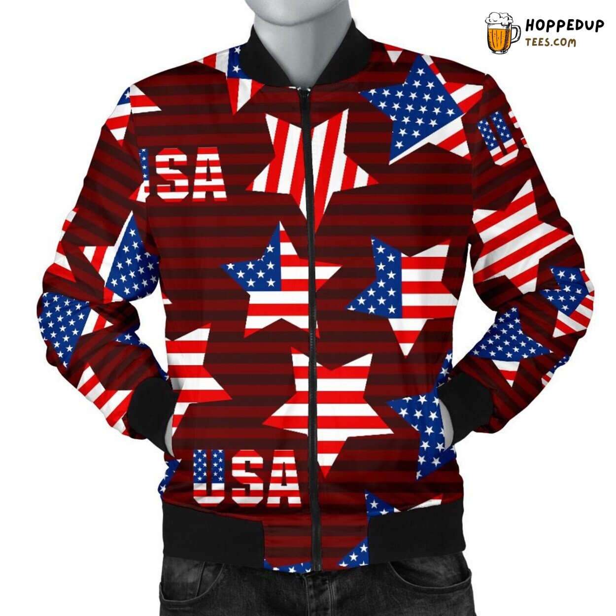 Patriotism USA Essence Unique Men’s Bomber Jacket Distinct Pattern Showcase