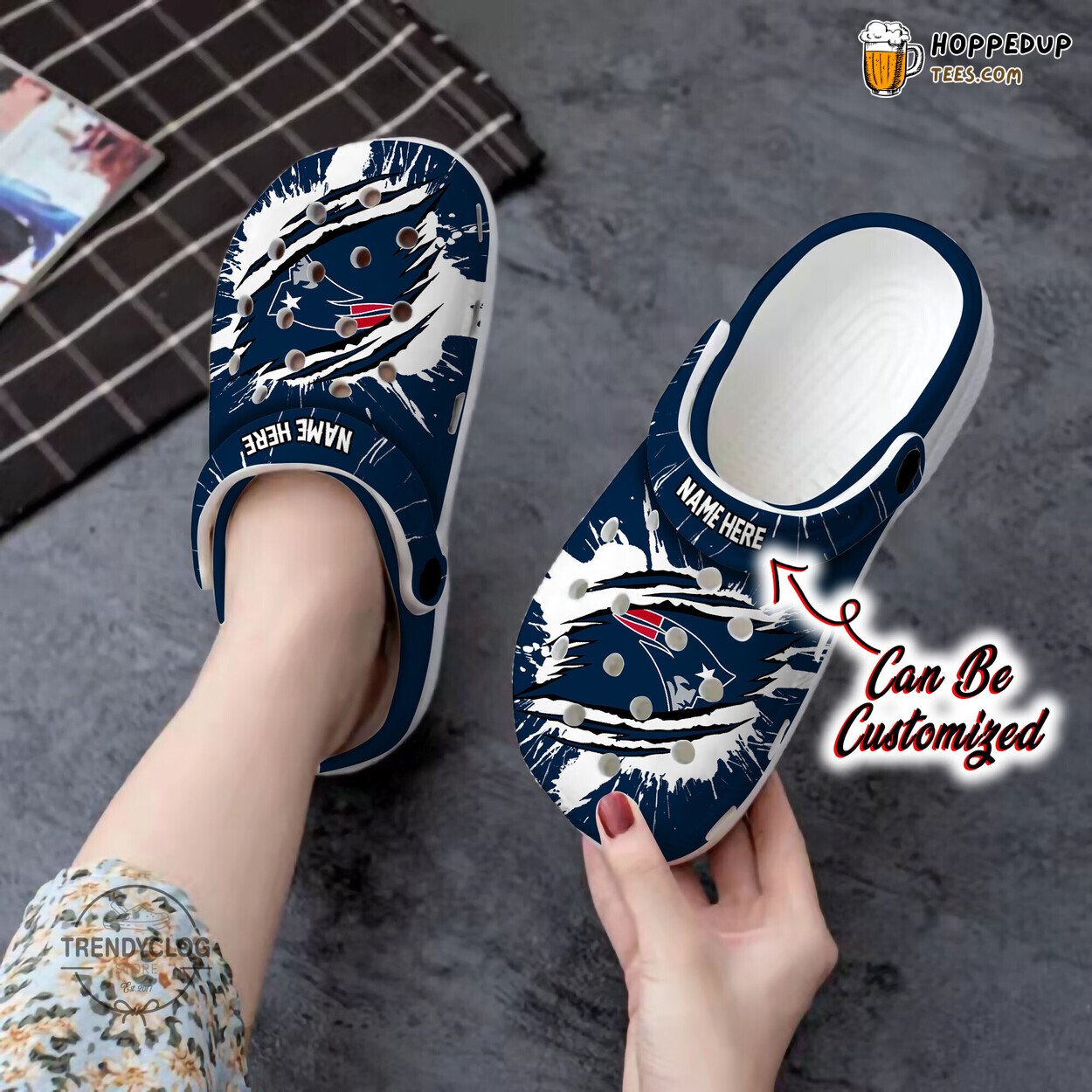 Patriots NE Football Ripped Claw Personalized Comfortable Clogs