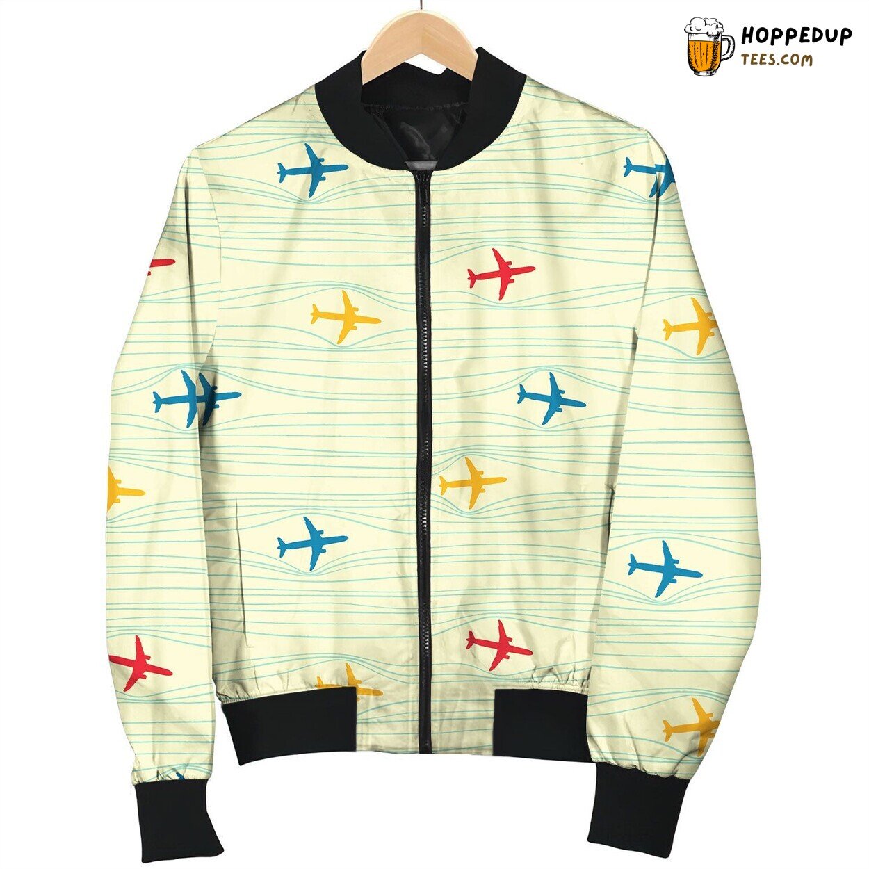 Pattern Aircraft Line Illustration Design Bomber Jacket