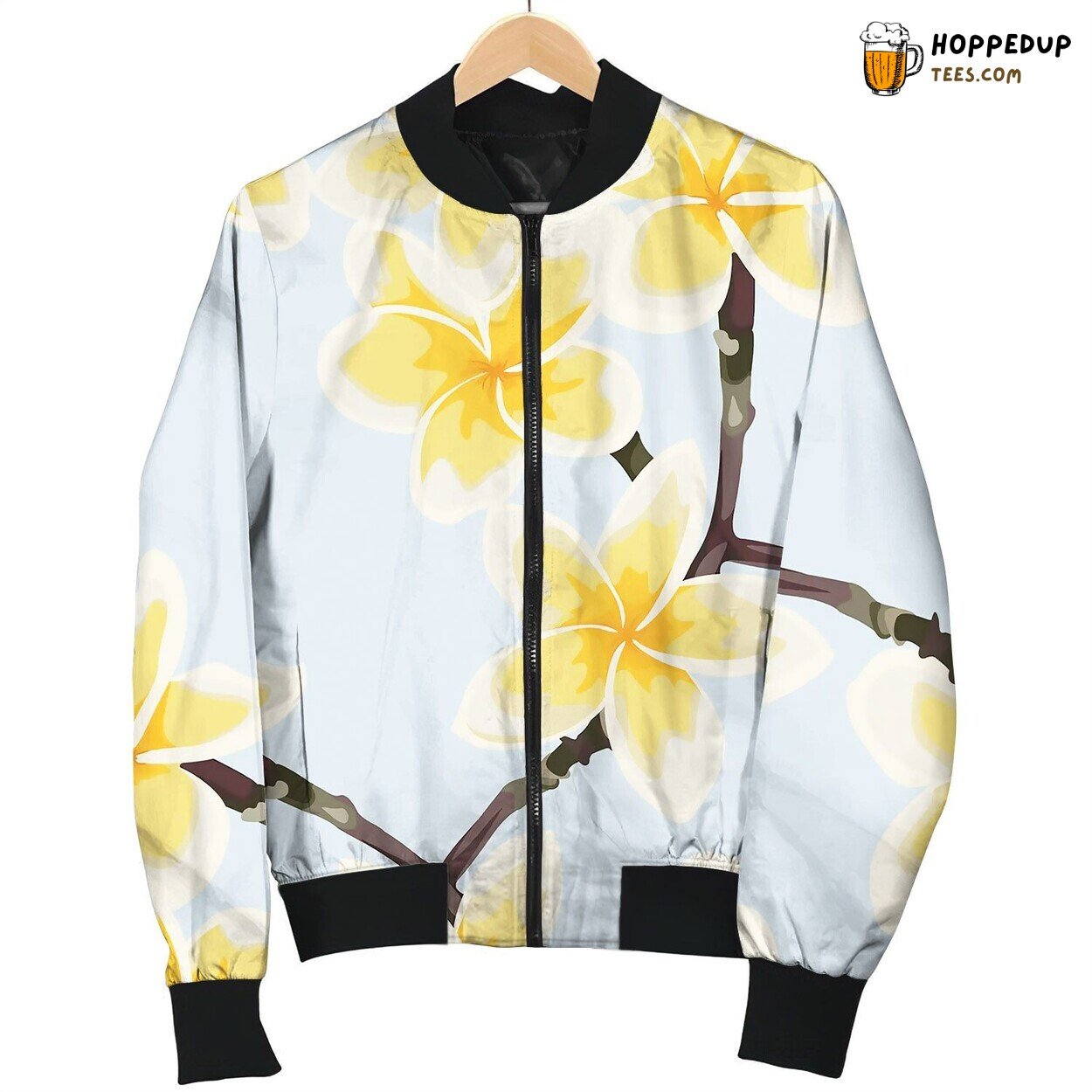 Pattern Background With Plumeria Flowers Bomber Jacket