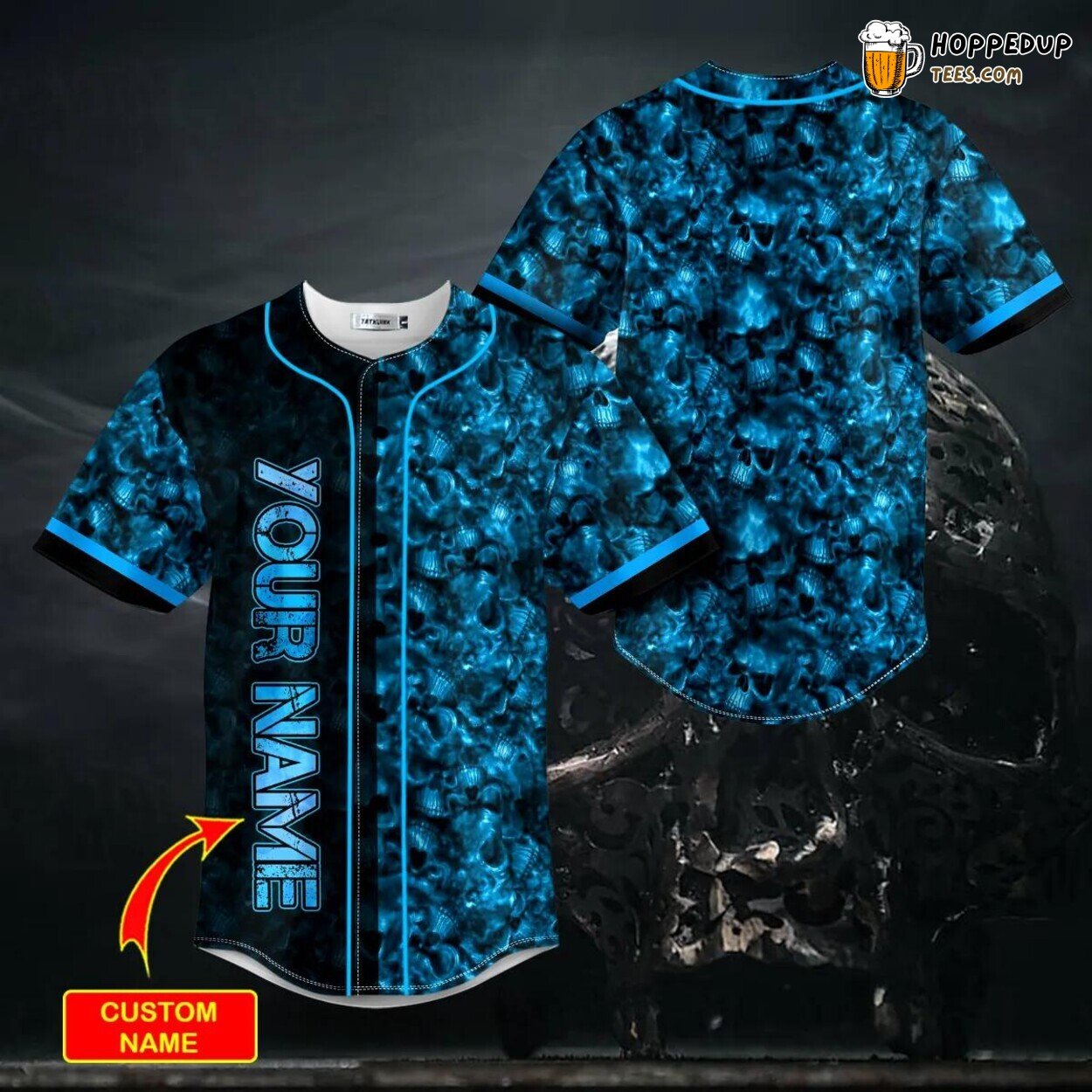 Pattern Blue Ghost Skull Baseball Jersey Viking Graphic Tees 3D Print Unique Pattern Blue Ghost Skull Baseball Jersey Viking Graphic Tees 3D Print Unique