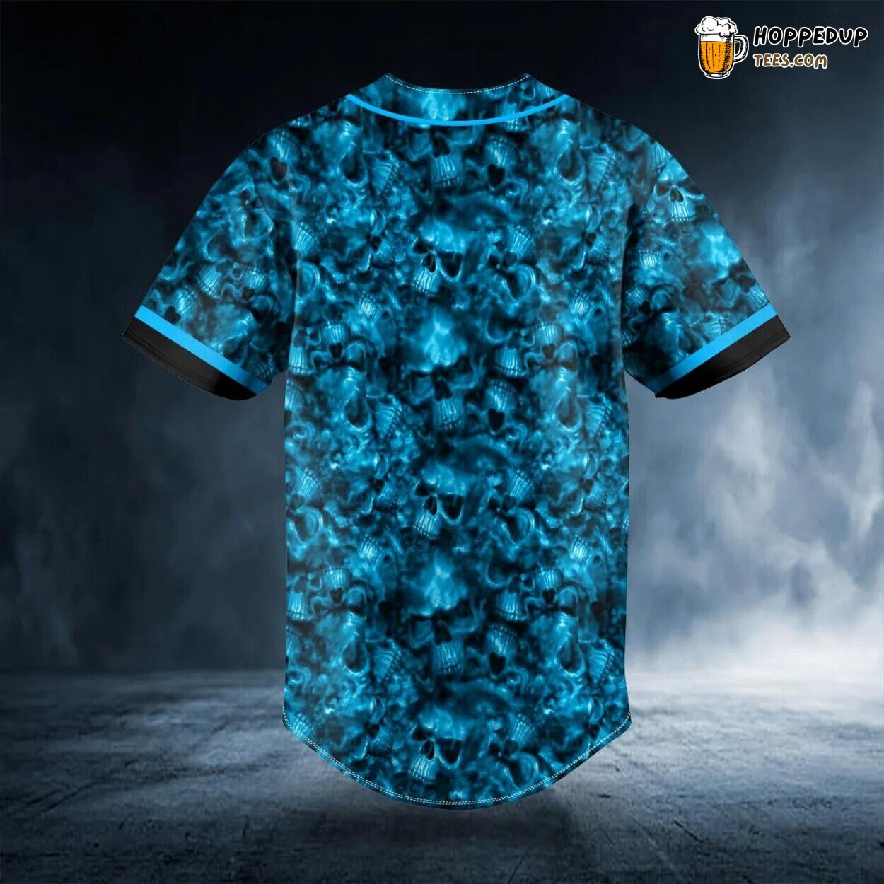 Pattern Blue Ghost Skull Baseball Jersey Viking Graphic Tees 3D Print Unique