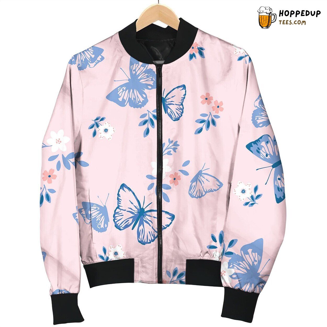 Pattern Butterfly Graphic Design Print Bomber Jacket