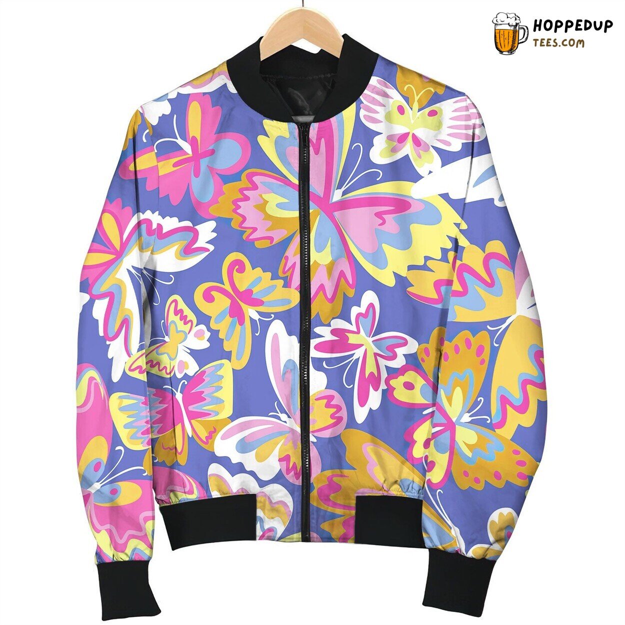Pattern Decorative Butterflies Abstract Seamless Bomber Jacket