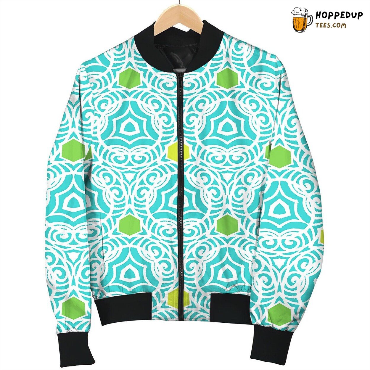 Pattern In Tropical Blue In Hipster Style Bomber Jacket