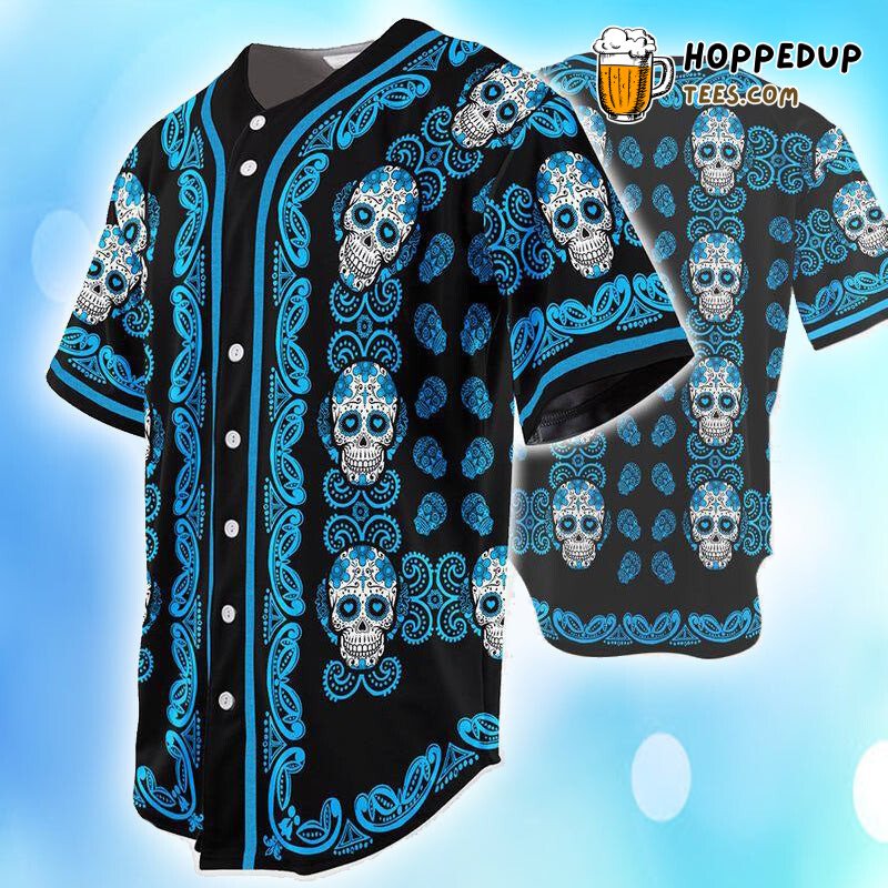 Pattern Skull Head Blue Baseball Tee Jersey Shirts 3D Pattern Skull Head Blue Baseball Tee Jersey Shirts 3D