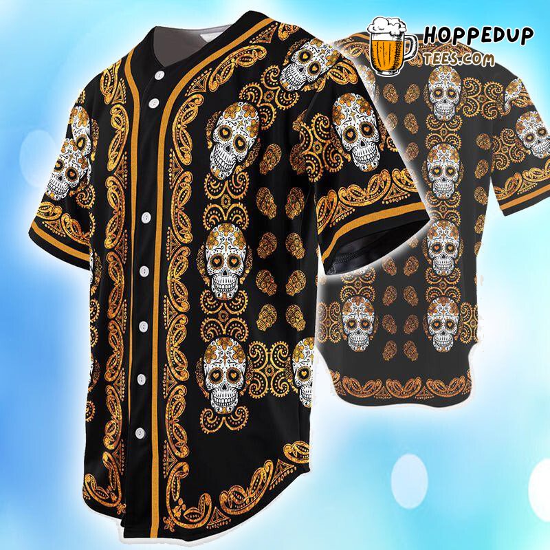 Pattern Skull Head Orange Baseball Tee Jersey Shirts 3D Pattern Skull Head Orange Baseball Tee Jersey Shirts 3D