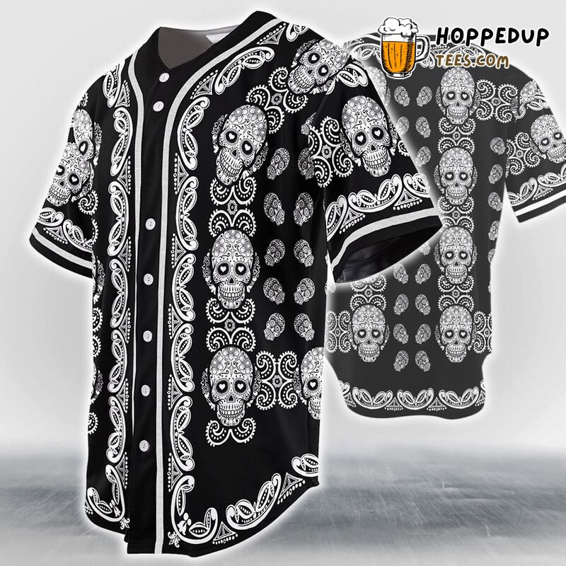 Pattern Skull Head White Baseball Tee Jersey Shirts 3D