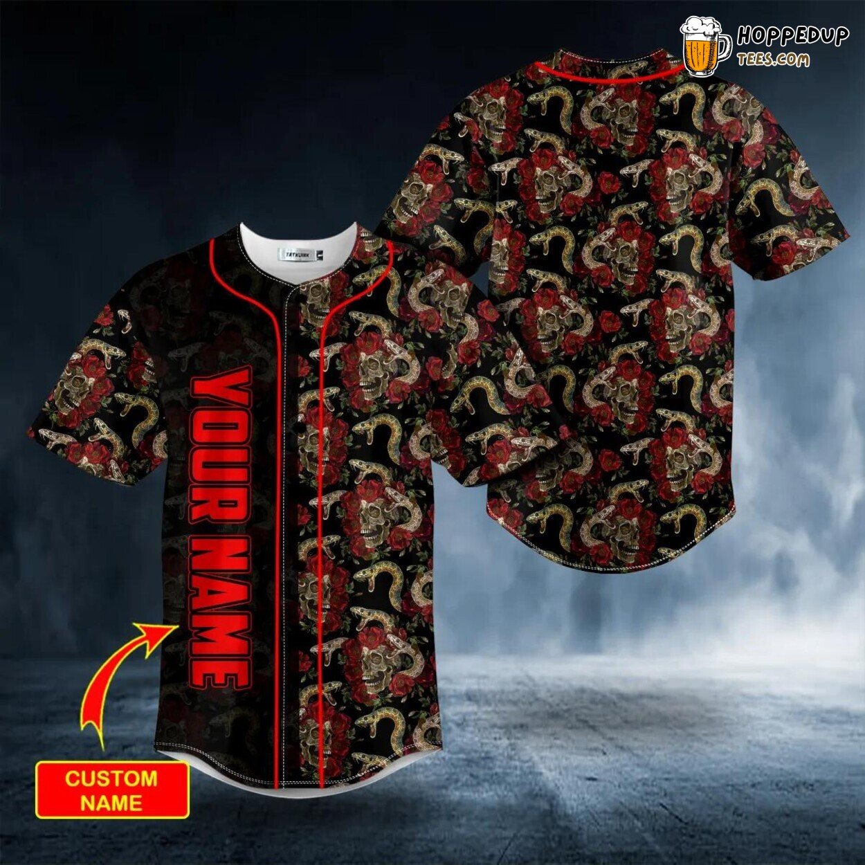 Pattern Snake Roses Sugar Skull Baseball Jersey Viking Tees 3D Print Exclusive