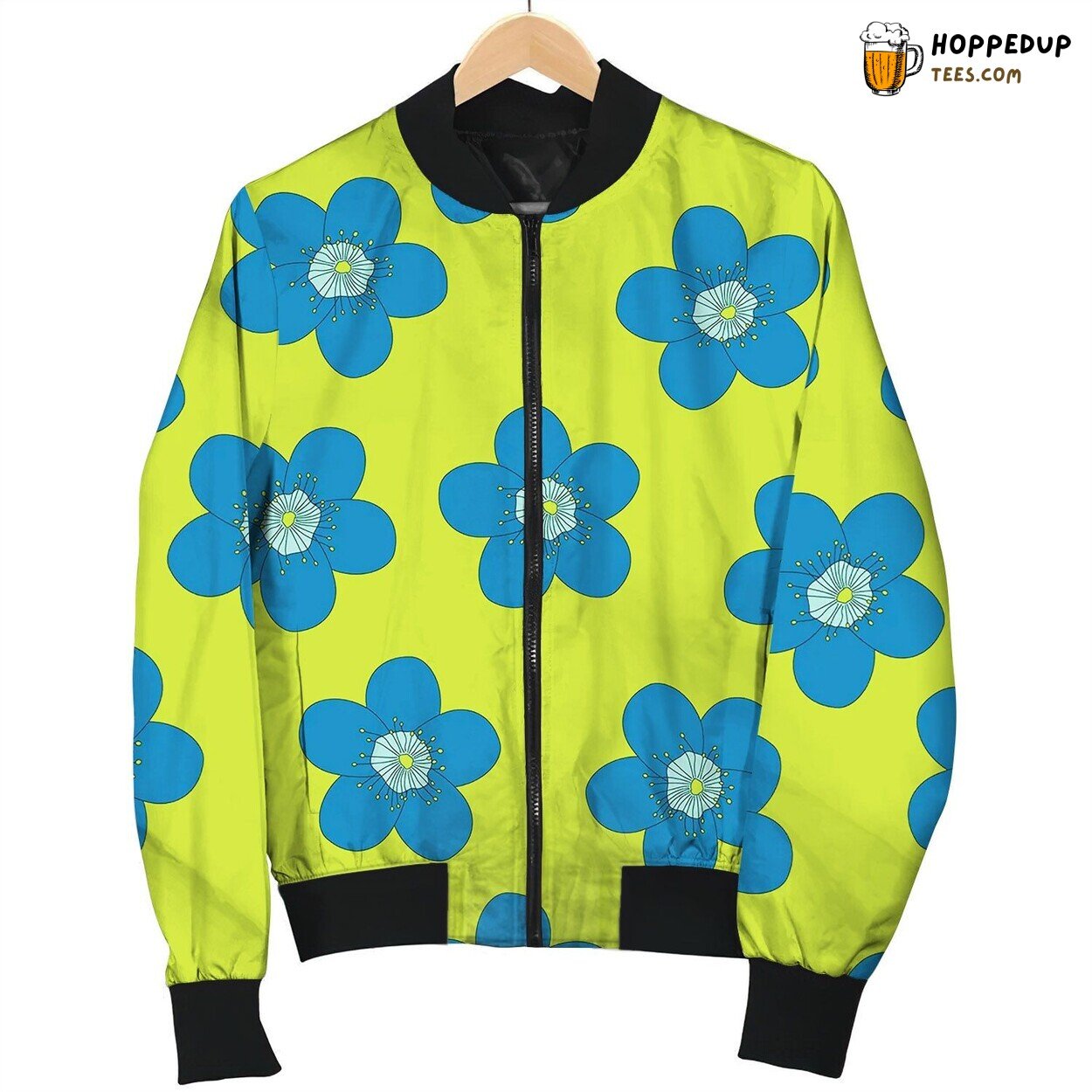 Pattern With Blue Flowers Bomber Jacket