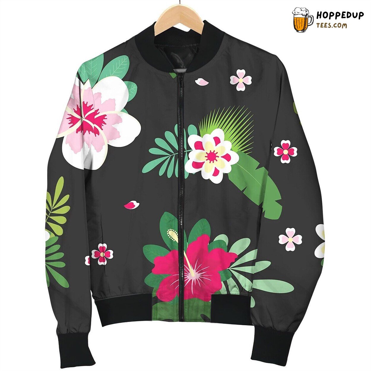 Pattern With Flowers Bomber Jacket