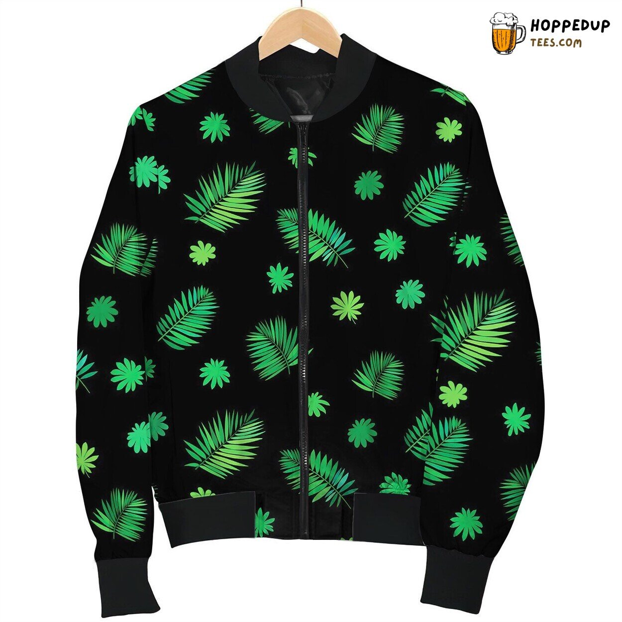 Pattern With Leafs Inspired By Tropical Nature Bomber Jacket