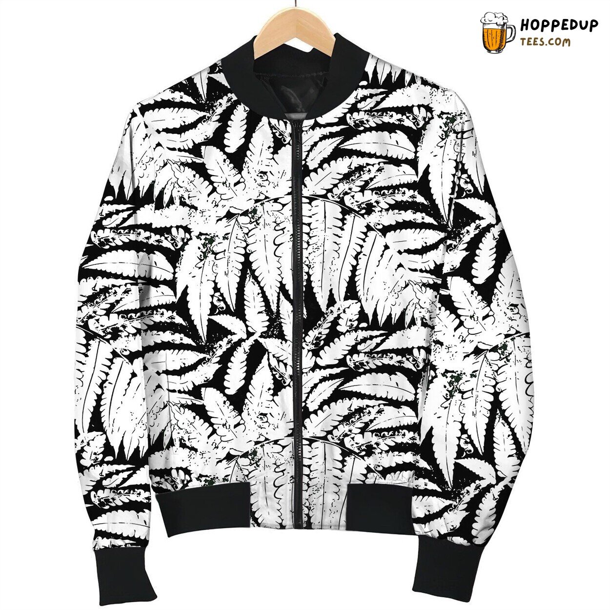 Pattern With Leaves Of Tropical Plants Bomber Jacket