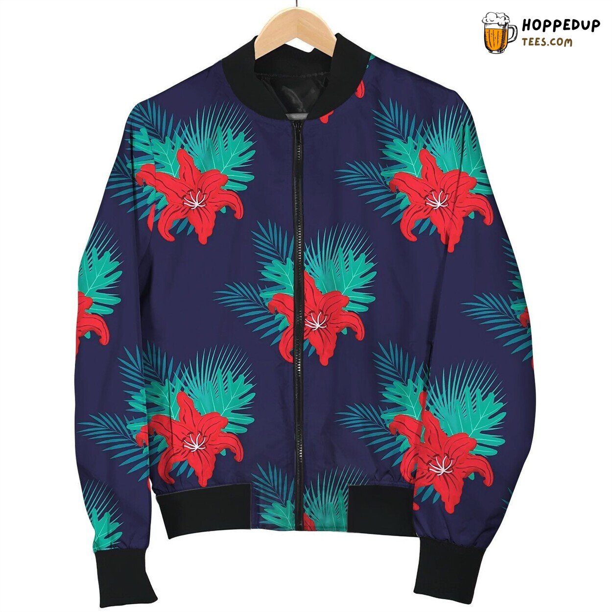 Pattern With Lilies Bomber Jacket
