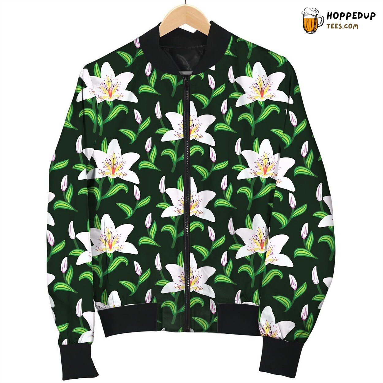 Pattern With Lily Flowers Bomber Jacket